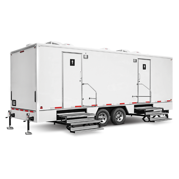Side view of the 24' Urban Restroom trailer