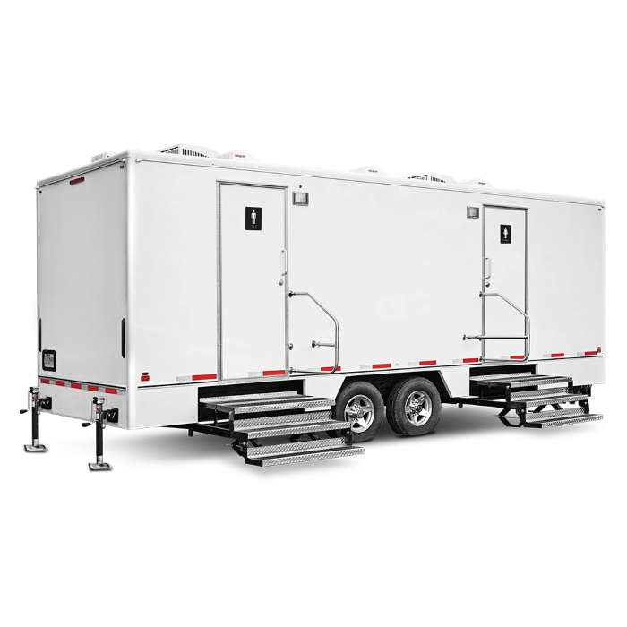 Side view of the 24' Urban Restroom trailer