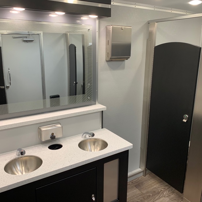 Interior view of flushable Portable Restrooms in Louisville KY for rent.