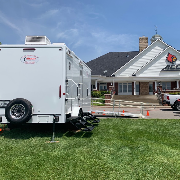 Moon portable Restroom Trailers side view