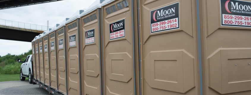 Exterior view of flushable Portable Restrooms in Louisville KY for rent.